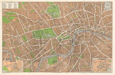 1932 Geographia Pictorial Map of London, England