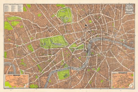 1934 Geographia Pictorial Map of London, England