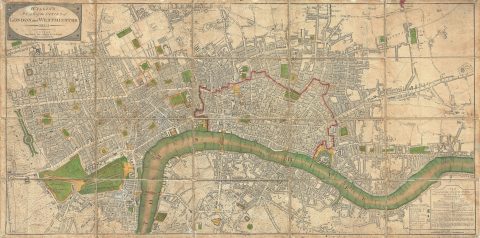 1802 Wallis Pocket Plan or Map of London and Westminster, England