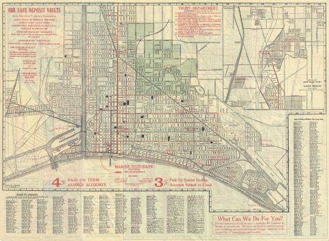 1925 Marine Trust and Savings Bank Map of Long Beach, California
