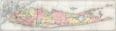 1873 Beers Wall Map of Long Island, New York