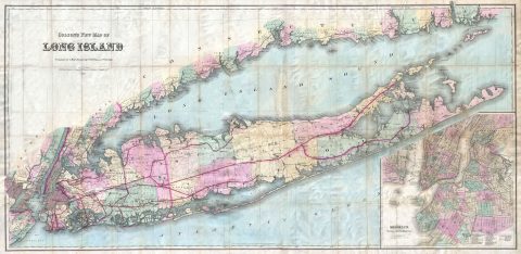 1880 Colton Pocket Map of Long Island