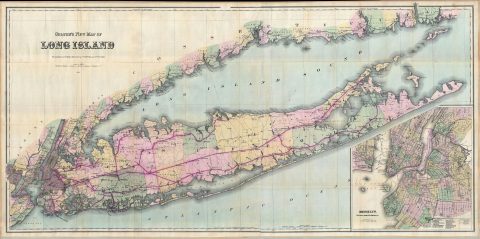 1884 Colton Wall Map of Long Island, New York