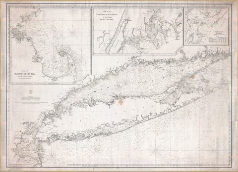 1860 Copley Blueback Nautical Chart of Long Island, New York