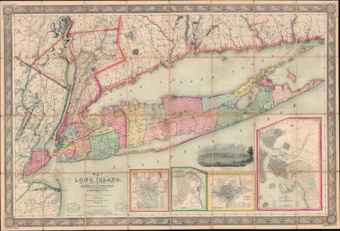 1856 J. H. Colton and J. Calvin Smith Map of Long Island, New York