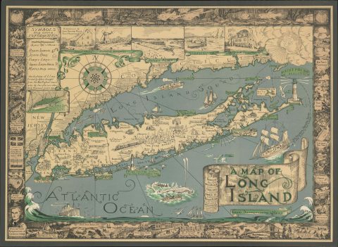 1933 1st Edition Courtland Smith Pictorial Map of Long Island, New York