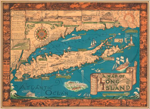 1933 Smith / Miller Pictorial Map of Long Island - Large Format 1st Edition