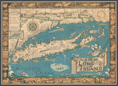 1933 Courtland Smith Pictorial Map of Long Island, New York