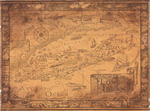 1961 Courtland Smith Pictorial Map of Long Island, New York