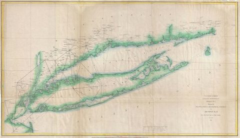 1851 U.S. Coast Survey Chart or Map of Long Island, New York