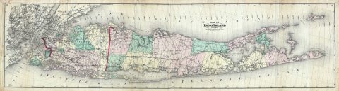 1873 Beers Wall Map of Long Island, New York