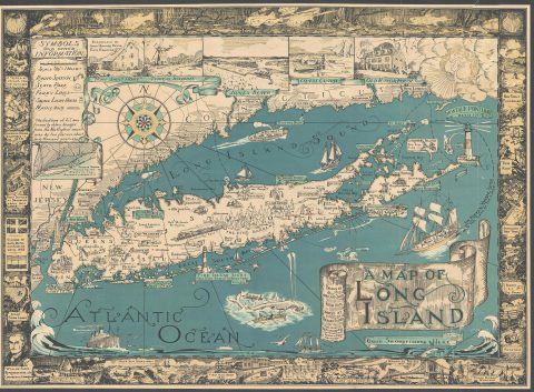 1961 Courtland Smith Pictorial Map of Long Island, New York
