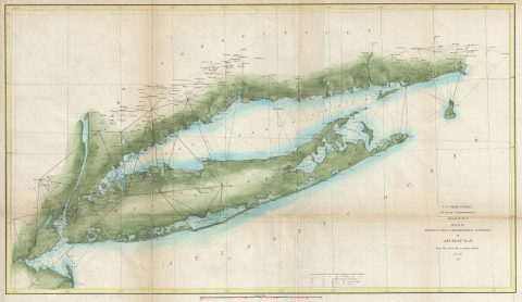 1851 U.S. Coast Survey Chart or Map of Long Island, New York