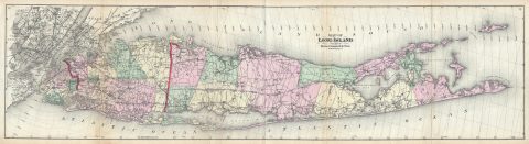 1873 Beers Wall Map of Long Island, New York