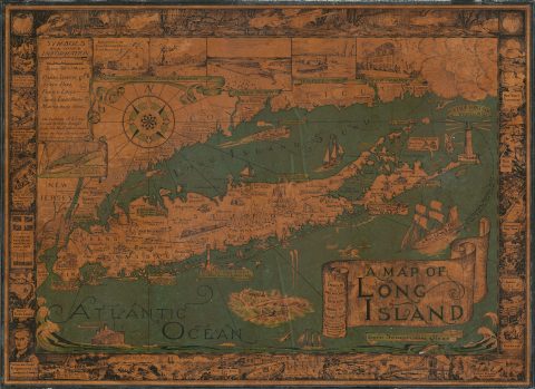 1961 Courtland Smith Pictorial Map of Long Island, New York