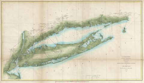 1851 U.S. Coast Survey Chart or Map of Long Island, New York