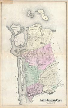 1873 Beers Map of Astoria and Long Island City, Queens, New York City