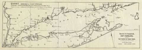 1894 David Daboll Map of Long Island Sound, NY (Showing Light Stations)