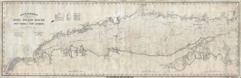 1895 Eldridge Nuatical Chart or Map of the Long Island Sound, New York