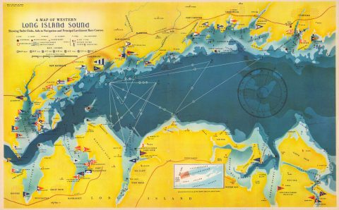 1939 Map of the Western Part of Long Island Sound by Rolf Klep