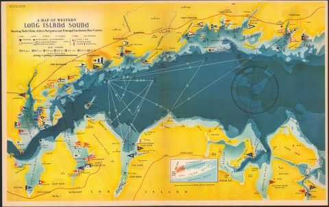 1939 Map of the Western Part of Long Island Sound by Rolf Klep