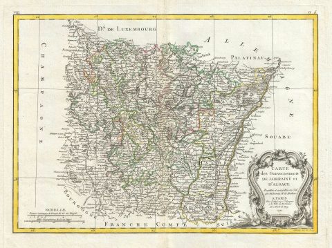 1771 Bonne Map of Alsace and Lorraine, France