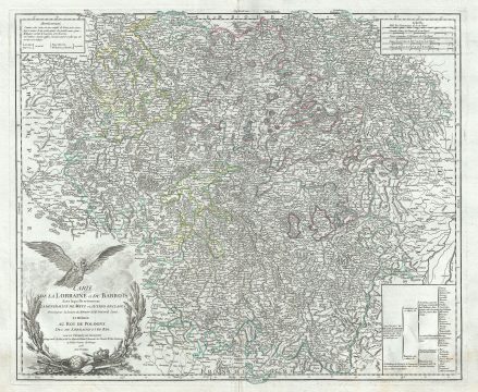 1756 Vaugondy Map of the Lorraine Region of France