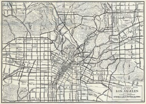 1946 Automobile Club Map of Los Angeles, California