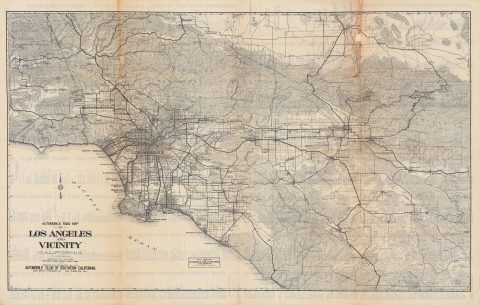 1925 Auto Club of Southern California Map of Los Angeles and Environs