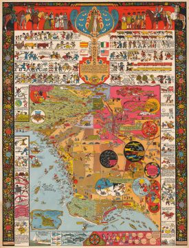 1942 Jo Mora Pictorial Map ('Carte') of Los Angeles, California