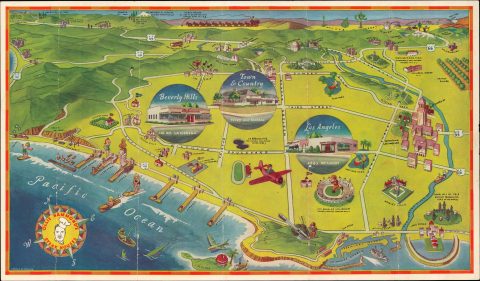 1944 Mueller Pictorial View of Los Angeles