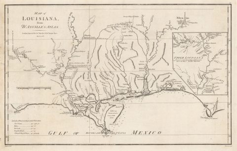 1788 Bowen / D'Anville Map of the Gulf Coast and Mississippi River Delta