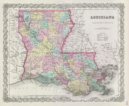 1856 Colton Map of Louisiana
