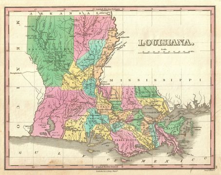 1827 Finley Map of Louisiana