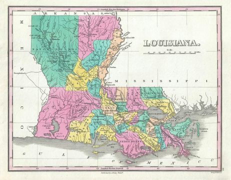 1828 Finley Map of Louisiana