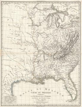 1803 Poirson Map of the Mississippi River Valley (French Louisiana)