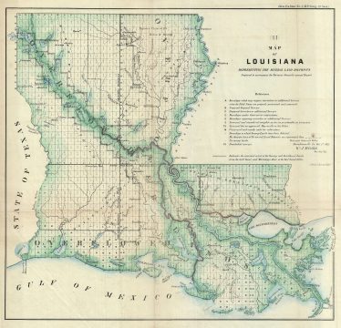 1855 Public Survey Map of Louisiana