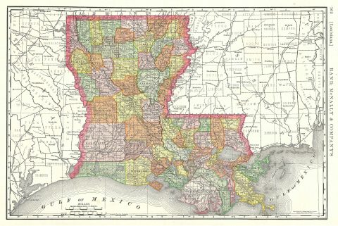 1888 Rand McNally Map of Louisiana
