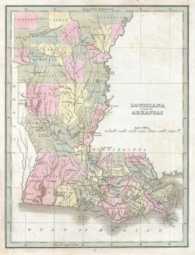 1835 Bradford Map of Louisiana and Arkansas