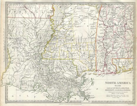 1833 S.D.U.K. Map of Louisiana, Alabama and Mississippi