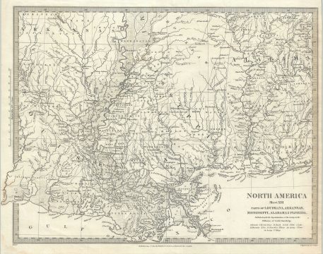 1833 S.D.U.K. Subscriber's Edition Map of Louisiana, Alabama and Mississippi