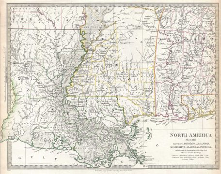 1833 S.D.U.K. Map of Louisiana, Mississippi, and Alabama