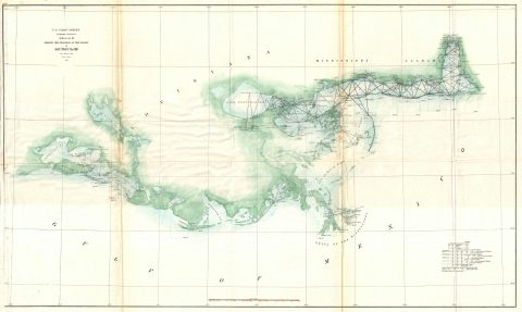 1859 U.S. Coast Survey Map of the Gulf Coast from Vermilion Bay to Mobile Bay