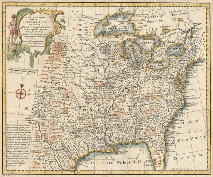 1747 Bowen Map of North America: Louisiana, New England, Florida, Canada