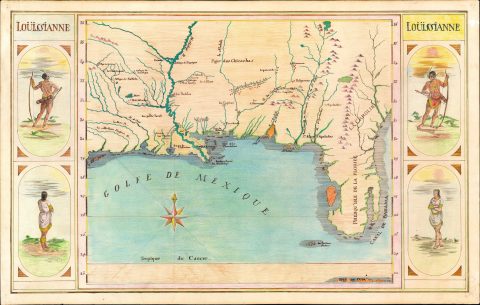 1920 Manuscript Wall Map of Florida and Louisiana