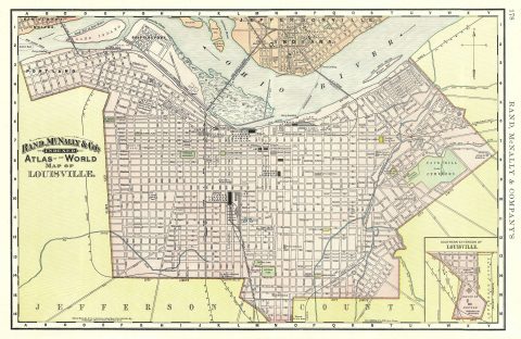 1892 Rand McNally Map or Plan of Louisville, Kentucky