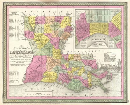 1854 Mitchell New Map of Lousiana