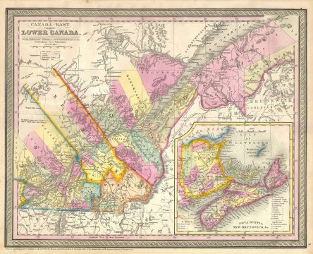 1854 Mitchell Map of Quebec, Lower Canada or Canada East