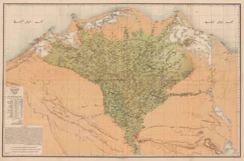 1872 Mahmoud Bey Large Arabic Folding Map of the Nile Delta