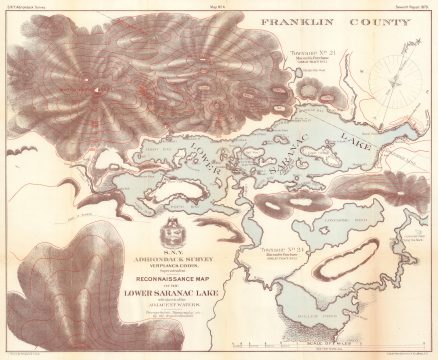 1879 Colvin Map of Lower Saranac Lake, Adirondacks, New York